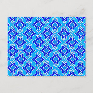 Art Deco Tapete Muster, Cerulean Blue Postkarte
