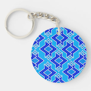 Art Deco Tapete Muster, Cerulean Blue Schlüsselanhänger