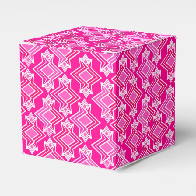 Art Deco Tapete Muster, Fuchsia Pink Geschenkschachtel (Vorderseite)