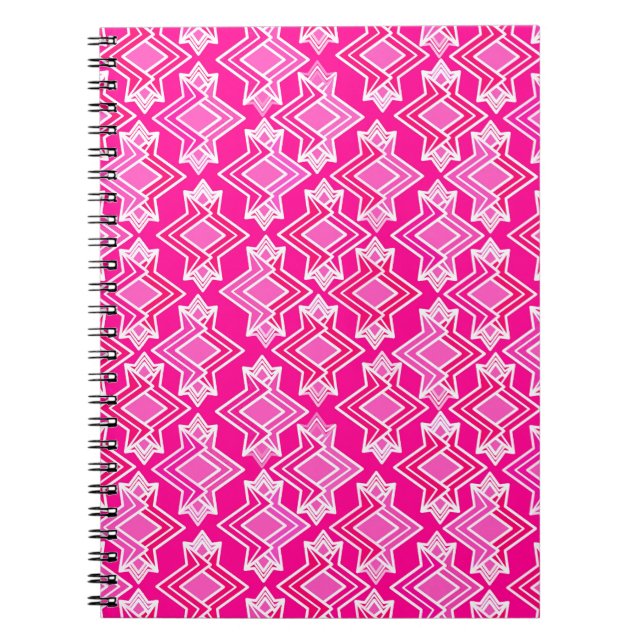 Art Deco Tapete Muster, Fuchsia Pink Notizblock (Vorderseite)