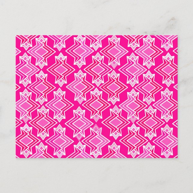 Art Deco Tapete Muster, Fuchsia Pink Postkarte (Vorderseite)