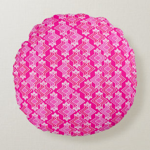 Art Deco Tapete Muster, Fuchsia Pink Rundes Kissen