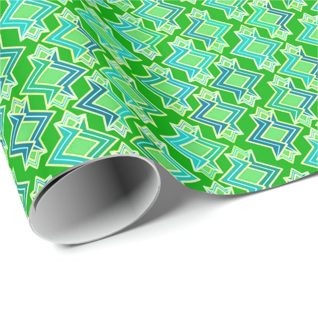 Art Deco Tapete Muster, Jade Green Geschenkpapier (Rolleneckpunkt)