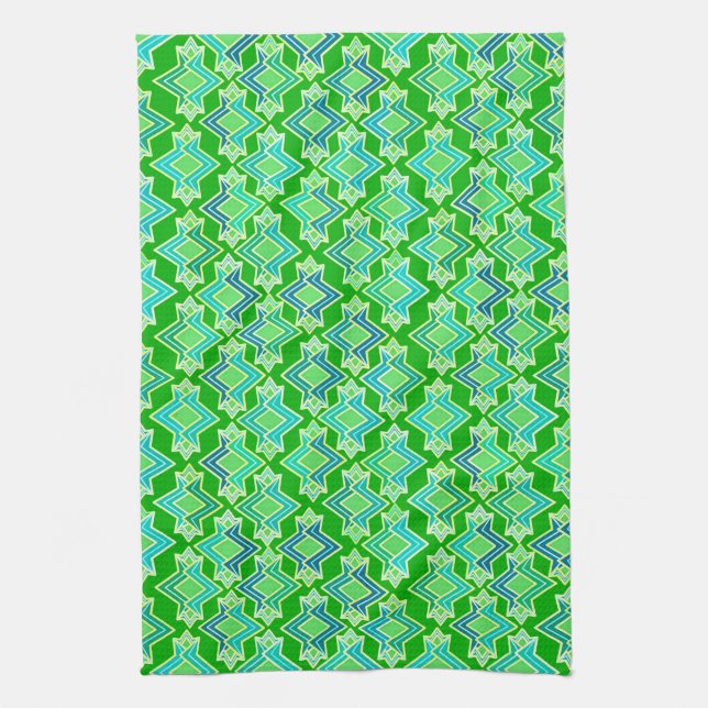 Art Deco Tapete Muster, Jade Green Geschirrtuch (Vertikal)