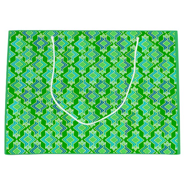 Art Deco Tapete Muster, Jade Green Große Geschenktüte (Vorderseite)
