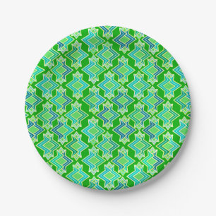 Art Deco Tapete Muster, Jade Green Pappteller