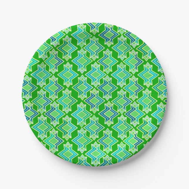 Art Deco Tapete Muster, Jade Green Pappteller (Vorderseite)