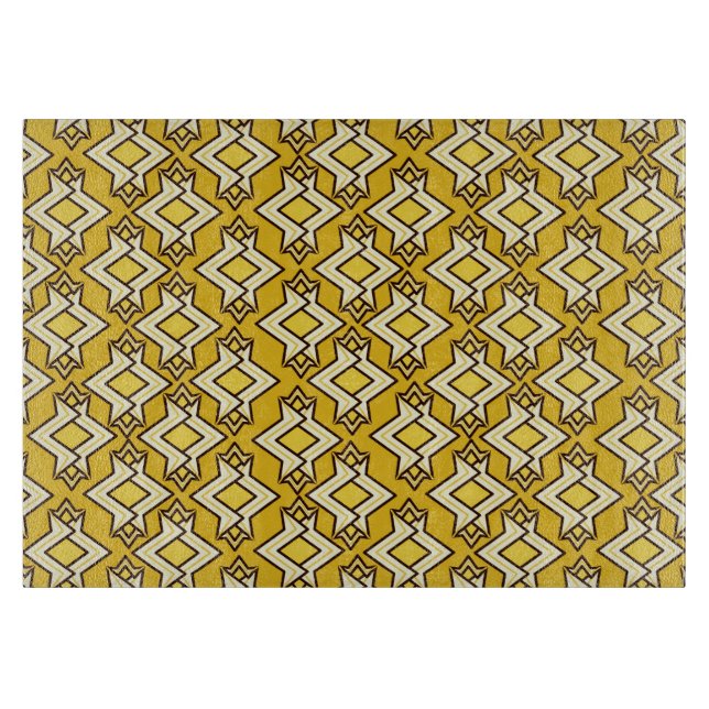 Art Deco Tapete Muster, Mustard Gold Schneidebrett (Vorderseite)