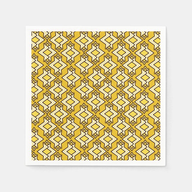 Art Deco Tapete Muster, Mustard Gold Serviette (Vorderseite)