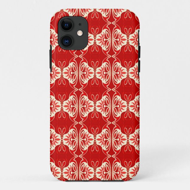 Art Deco Tapete Muster - rot und weiß Case-Mate iPhone Hülle (Rückseite)