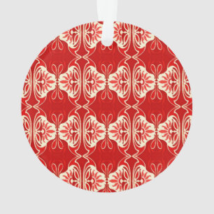 Art Deco Tapete Muster - rot und weiß Ornament