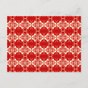 Art Deco Tapete Muster - rot und weiß Postkarte