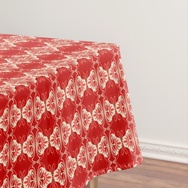 Art Deco Tapete Muster - rot und weiß Tischdecke (Beispiel)