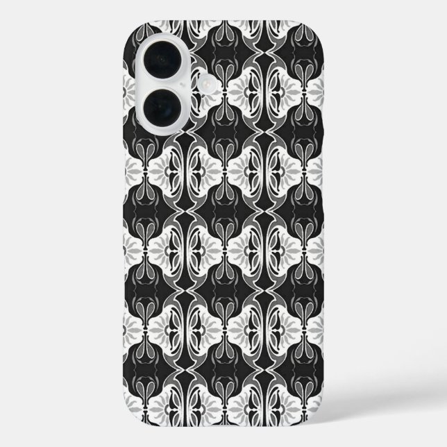 Art Deco Tapete Muster - Schwarzweiß Case-Mate iPhone Hülle (Rückseite)