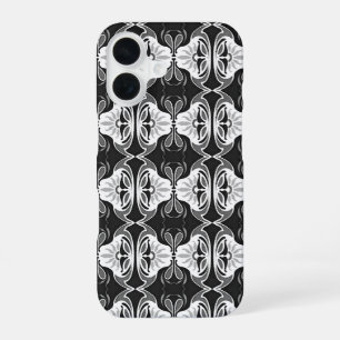 Art Deco Tapete Muster - Schwarzweiß iPhone 16 Hülle