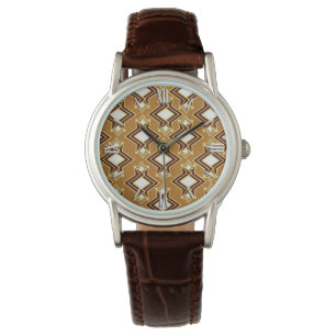 Art Deco Tapete Muster, Tan und Brown Armbanduhr