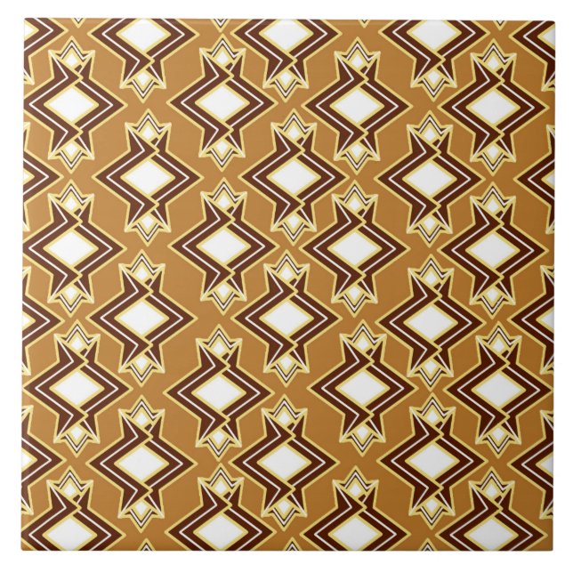 Art Deco Tapete Muster, Tan und Brown Fliese (Vorderseite)