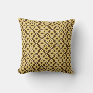 Art-Deco-Tapeten-Muster, braun und Gold Kissen