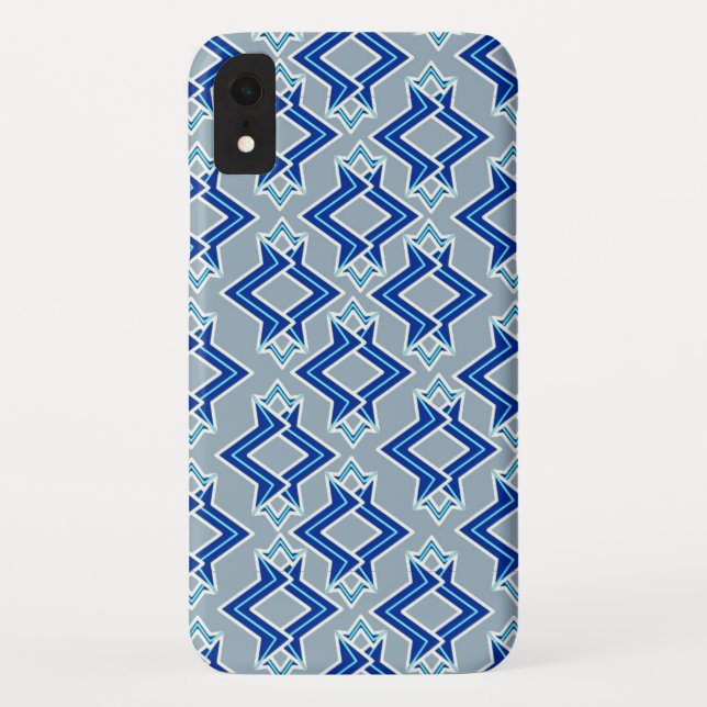 Art-Deco-Tapeten-Muster, grau/grau und blau Case-Mate iPhone Hülle (Rückseite)