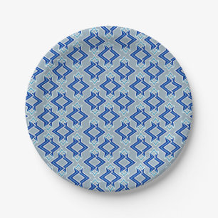 Art-Deco-Tapeten-Muster, grau/grau und blau Pappteller