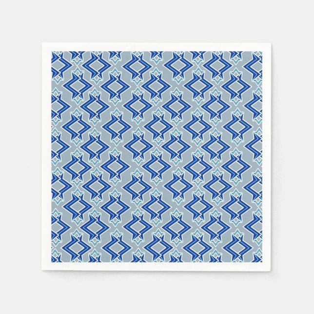 Art-Deco-Tapeten-Muster, grau/grau und blau Serviette (Vorderseite)
