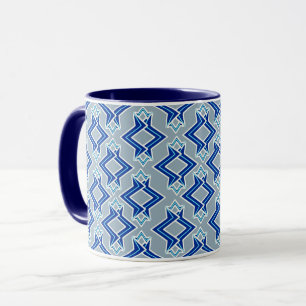 Art-Deco-Tapeten-Muster, grau/grau und blau Tasse