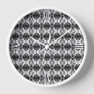Art Deco Tapetenmuster - schwarz und weiß Uhr