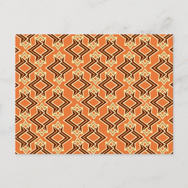 Art Deco Tapetenmuster, Terrakotta / Rost Postkarte (Vorderseite)