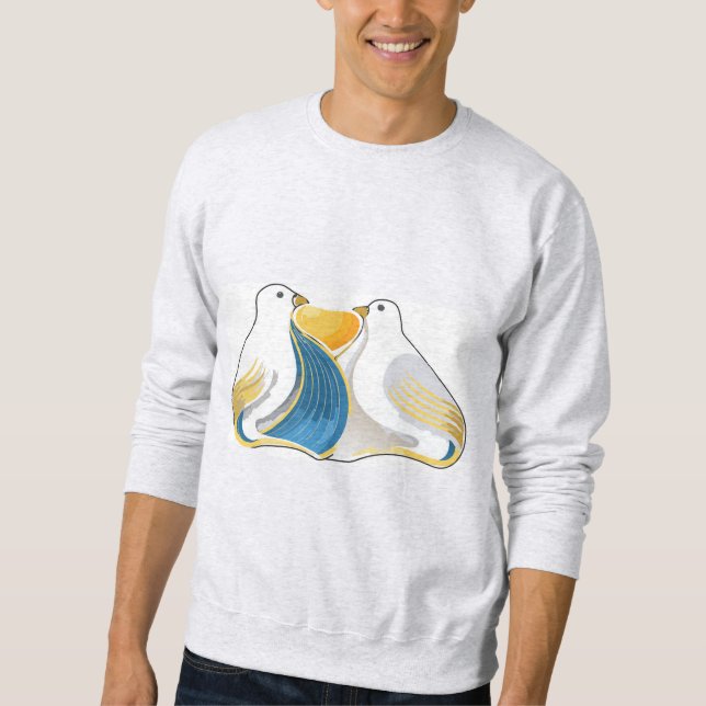 Art Deco Tauben T-Shirt Sweatshirt (Vorderseite)