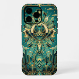 Art Deco Teal & Gold iPhone 16 Pro Max Case Hülle