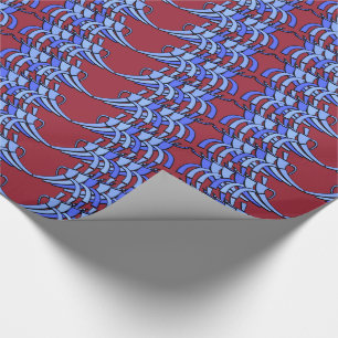 Art Deco Team Spirit (Cranberry und Blues) Geschenkpapier