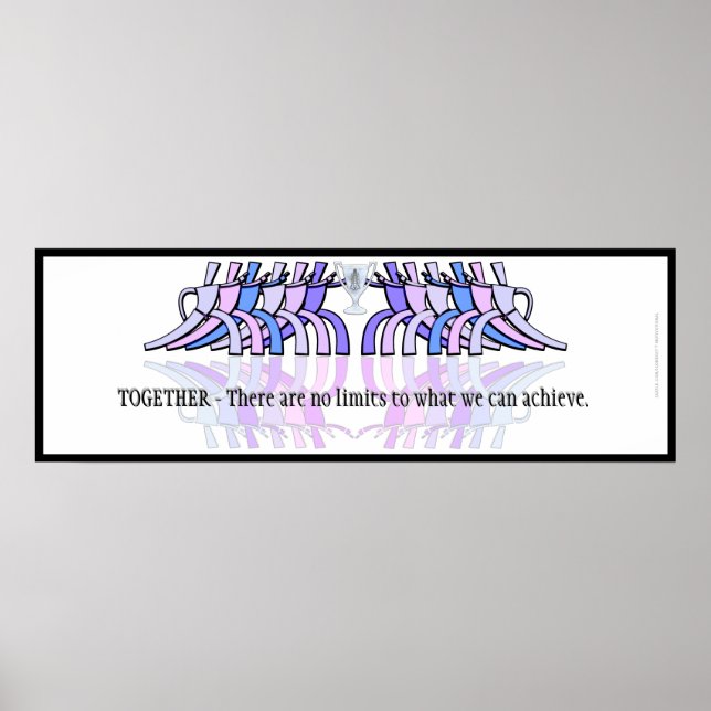 Art Deco Teamwork Motivierend Banner (Plum,Blue) Poster (Vorne)