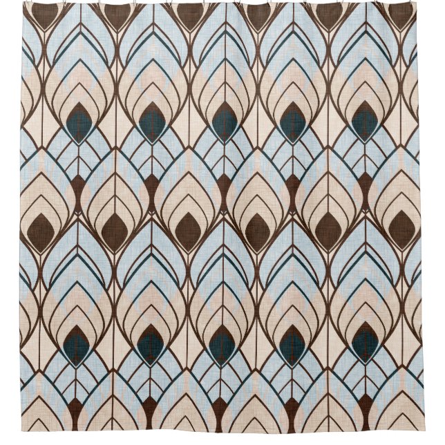 Art Deco: Texturierte Nahtlose Ornamente. Duschvorhang (Vorderseite)