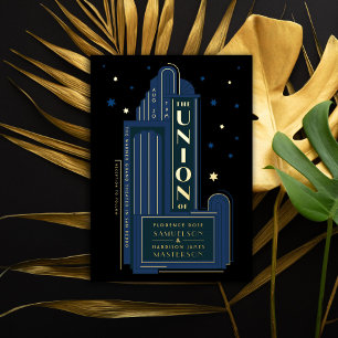 Art Deco Theater Schild Vintage Hochzeit Folieneinladung