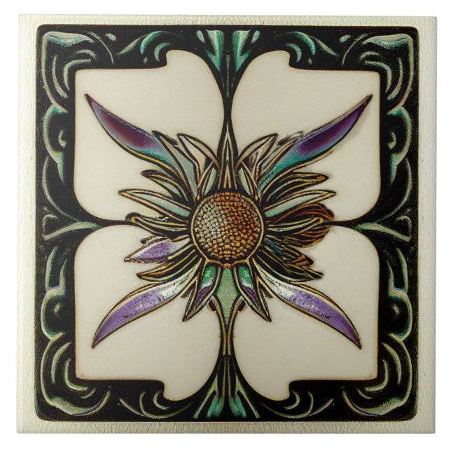 Art Deco Thistle Wine Deco Fliese (Vorderseite)