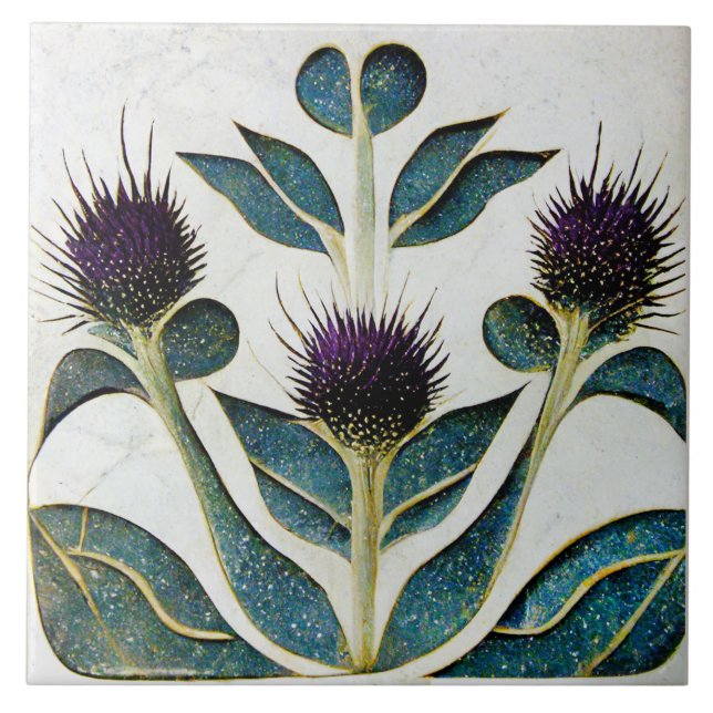 Art Deco Thistle Wine Deco Fliese (Vorderseite)
