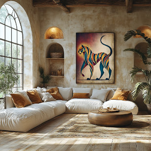 Art Deco Tiger Abstract Geometrische Tierwandkunst Poster