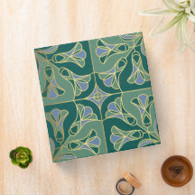 Art Deco Tile Floral. Grün, Blau und Gold