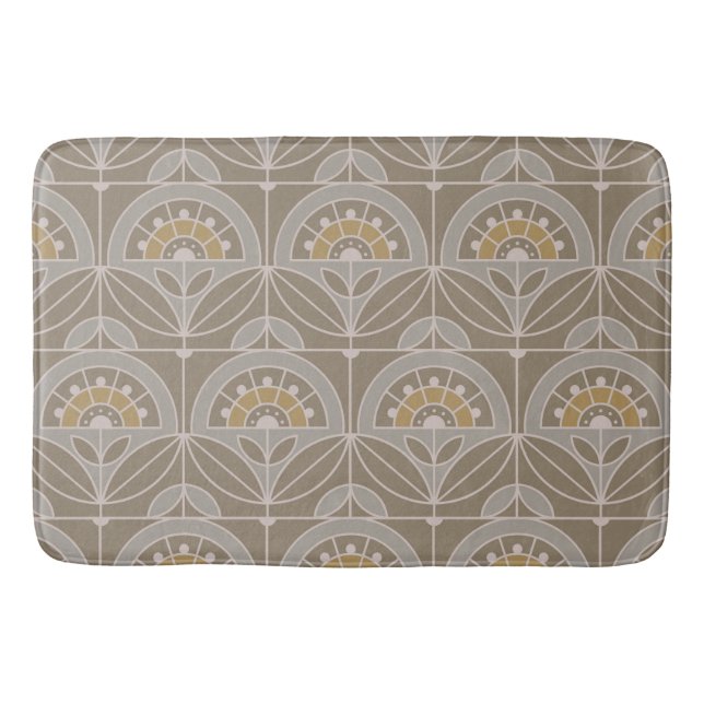 Art Deco Tile Floral (immergrüner Nebel) Badematte (Vorderseite)