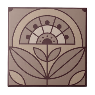 Art Deco Tile Floral (Mandelfrost) Fliese
