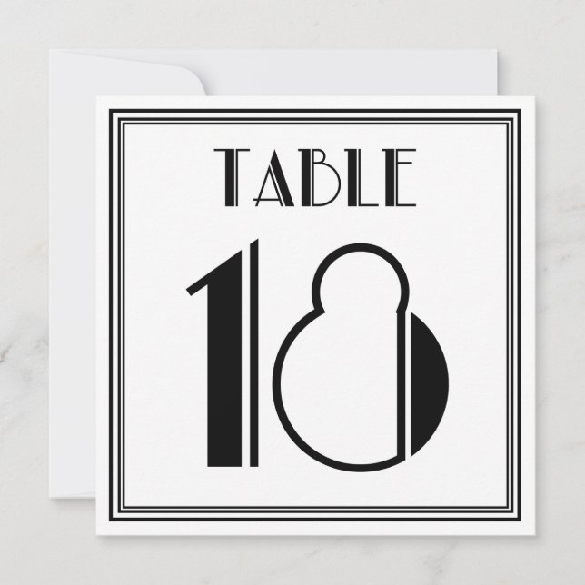 Art-Deco-Tischnummer 18 Einladung (Vorderseite)