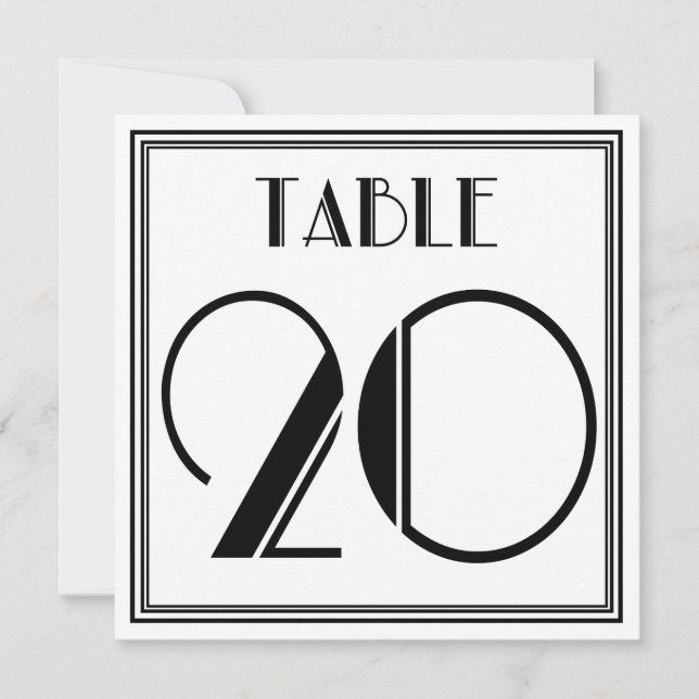Art-Deco-Tischnummer 20 Einladung (Vorderseite)