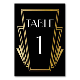 Art Deco Tischnummer 20er Gold Black Wedding