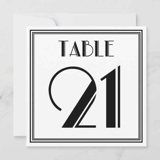 Art-Deco-Tischnummer 21 Einladung (Vorderseite)