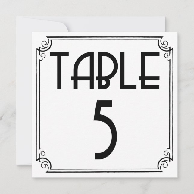 Art-Deco-Tischnummer 5 Einladung (Vorderseite)