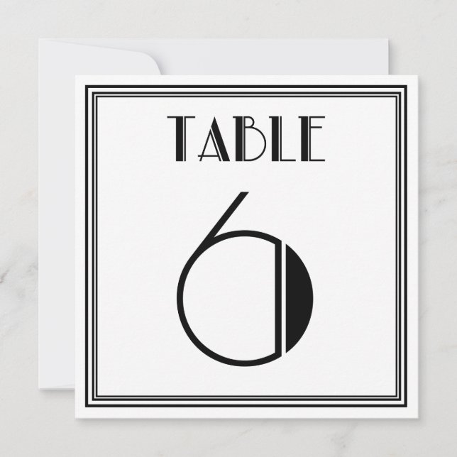 Art-Deco-Tischnummer 6 Einladung (Vorderseite)