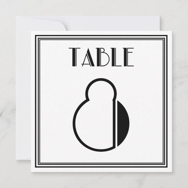 Art-Deco-Tischnummer 8 Einladung (Vorderseite)