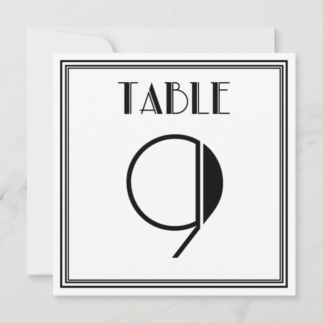 Art-Deco-Tischnummer 9 Einladung (Vorderseite)