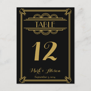 ART Deco-Tischnummer mit Menü goldene Hochzeit Postkarte