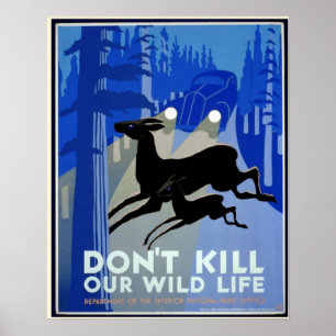 Art Déco, töte nicht unser Vintages Wildleben Poster